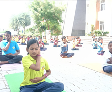 Students practicing yoga